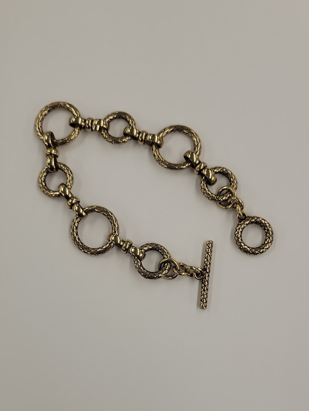 Lia Sophia Gold-Tone Textured Circle Link Toggle Bracelet - Women